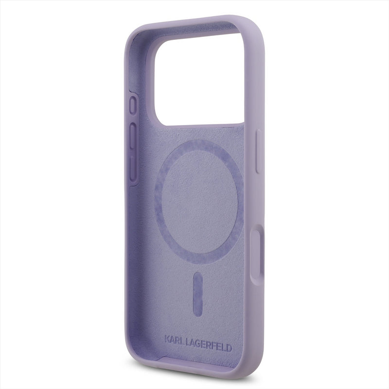 Karl Lagerfeld Liquid Silicone Karl and Choupette with MagSafe Case for iPhone 17 Pro 6.3" Purple - KLHMP17LSCMKCRHU