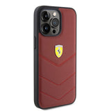 Ferrari Hard Case Leather Stitched Line for iphone 15 Pro Max 6.7" Red - FEHCP15XRDUR