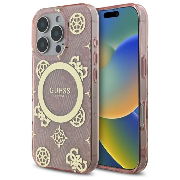 Guess IML Peony On 4G Background Case with MagSafe for iPhone 16 Pro 6.3" Pink - GUHMP16LH4PYEEP