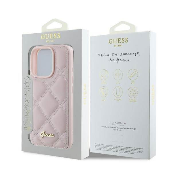 Guess Quilted Metal Logo Case for iPhone 16 Pro Max 6.9" Pink - GUHCP16XPSQSQSP
