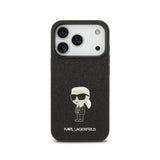 Karl Lagerfeld Fixed Glitter Karl Logo Metal Pin Hard Case for iPhone 17 Pro 6.3" Black - KLHCP17LGKNPSK