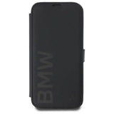 BMW Signature Leather Wordmark Bookcase for iPhone 16 6.1" Black - BMBKP16S23RMRLK
