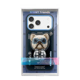 Nimmy Cool & Cute 2.0 Little Rich Tycoon Dog Case with MagSafe Stand for iPhone 17 Pro 6.3" Black Blue - N-YJKM-CXZJZH-IP17-PRO-07
