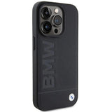 BMW Hot Stamp Leather Case for iphone 15 Pro 6.1" Black - BMHCP15LSLLBK