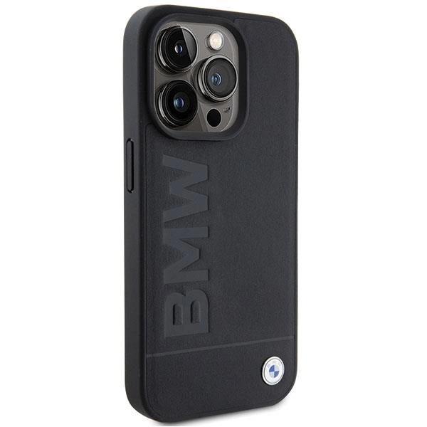 BMW Hot Stamp Leather Case for iphone 15 Pro 6.1" Black - BMHCP15LSLLBK