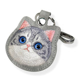 Nimmy Big Eye Cute Pet Silver Shaded Cat Face Airtag Keychain Grey - N-XDY-YSK-023