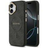Guess PU Leather 4G Gold Frame Case with MagSafe for iPhone 17 6.3" Black -GUHMP17SP4MSEGCK