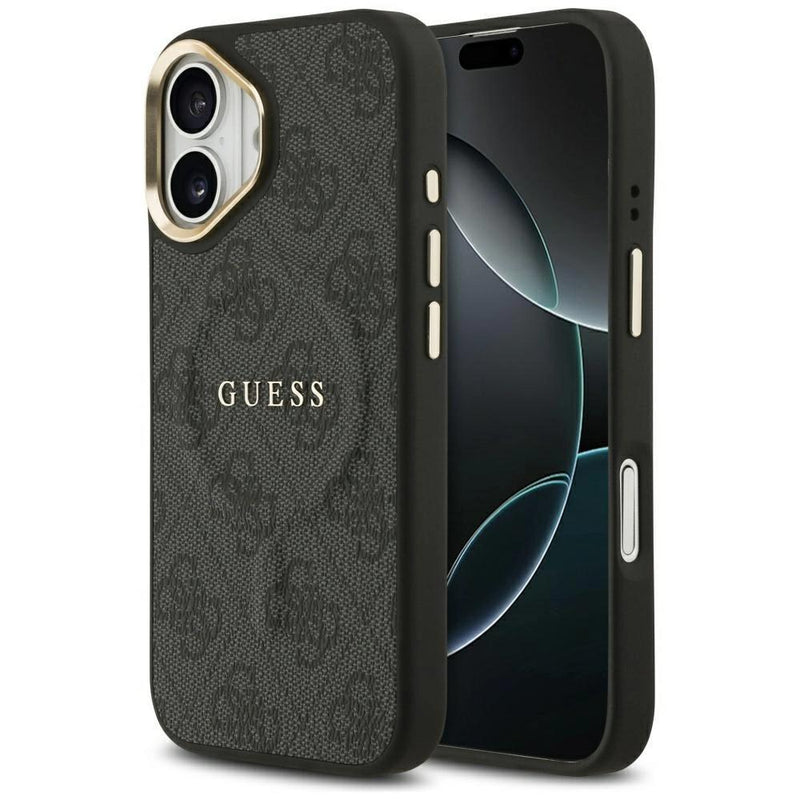 Guess PU Leather 4G Gold Frame Case with MagSafe for iPhone 17 6.3" Black -GUHMP17SP4MSEGCK