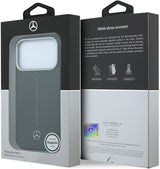 Mercedes Leather Semi Wrap Iconic Line Case with MagSafe for iPhone 17/18 Pro Max 6.9" Black - MEHMP18X25PFWSTK