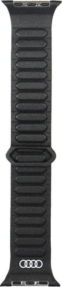 Audi Logo Genuine Leather Magnetic strap for Apple Watch 44/45/46/49mm Black - AU-GL-AW44-49-GT/D2-BK