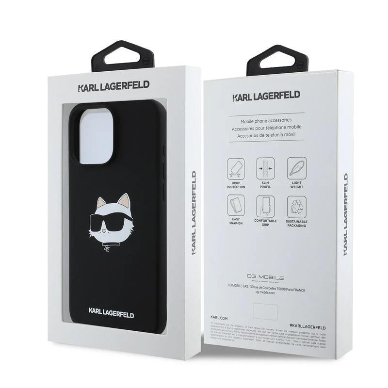 Karl Lagerfeld Liquid Silicone Choupette Head Case for iphone 16 Pro 6.3" Black - KLHMP16LSCHPPLK
