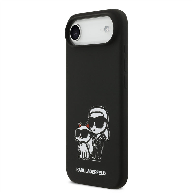 Karl Lagerfeld Liquid Silicone Karl and Choupette Sketch Case with MagSafe for iPhone 17 Air 6.5" Black - KLHMP17MSKCGRGOK