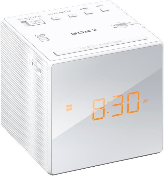 Sony Cube Style FM Radio Alarm Clock White - ICF-C1/WC3