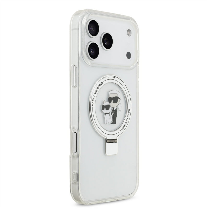 Karl Lagerfeld Ring Stand Karl and Choupette Case with MagSafe for iPhone 17 Pro Max 6.9" Clear - KLHMP17XHMRSKCH