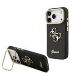 Guess PU Grained 4G Logo Stand Camera Frame Case for iPhone 17 Pro 6.3" Black - GUHCP17LPCS4GSK