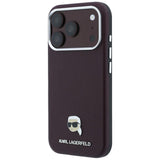 Karl Lagerfeld Grained Karl Head Metal Logo Case with MagSafe for iPhone 17/18 Pro 6.3" Burgundy - KLHMP18L6PSKHLR