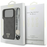 Guess 4G Triangle Logo With Pearl Strap MagSafe Case for iPhone 17 Pro Max 6.9" Black - GUHMP17XP4TSDPPSK