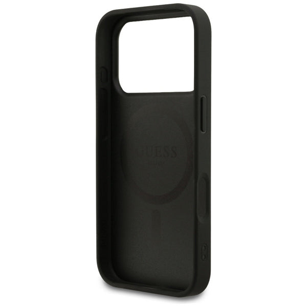 Guess Grained Ring Case with MagSafe for iPhone 17 Pro 6.3" Black - GUHMP17LPGHSMMK