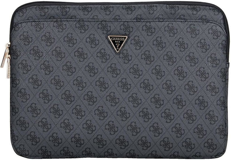 Guess 4G Zipper Pocket Triangle Logo Laptop Sleeve for 14" MacBook Black - GUCS14ZP4DPTK