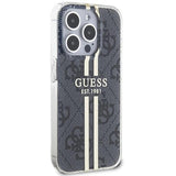Guess IML 4G Gold Stripe Hard Case for iphone 15 Pro 6.1" Black - GUHCP15LH4PSEGK