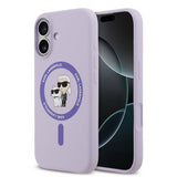 Karl Lagerfeld Liquid Silicone Karl and Choupette Case with MagSafe for iPhone 17 6.3" Purple - KLHMP17SSCMKCRHU