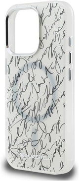 Karl Lagerfeld IML Karl Script Pattern with MagSafe Case for iPhone 16 Pro Max 6.9" White - KLHMP16XHMSPUSH