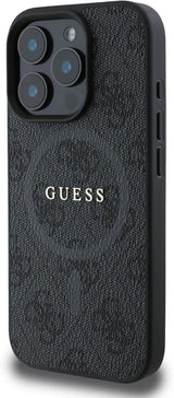 Guess PU Leather 4G Coloured Ring Case with MagSafe for iphone 16 Pro Max 6.9" Black - GUHMP16XG4GFRK
