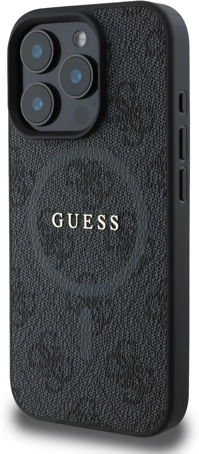 Guess PU Leather 4G Coloured Ring Case with MagSafe for iphone 16 Pro Max 6.9" Black - GUHMP16XG4GFRK