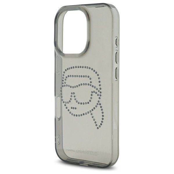 Karl Lagerfeld IML Rhinestones Karl Head Case for iPhone 16 Pro Max 6.9" Black - KLHCP16XHKHDCELK