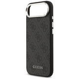 Guess PU Leather 4G Logo Silver Frame Case for iPhone 17 Air 6.5" Black - GUHMP17MP4GSSMCK