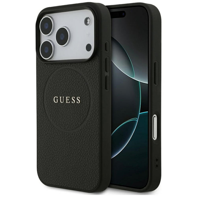 Guess Grained Ring Case with MagSafe for iPhone 17 Pro Max 6.9" Black - GUHMP17XPGHSMMK