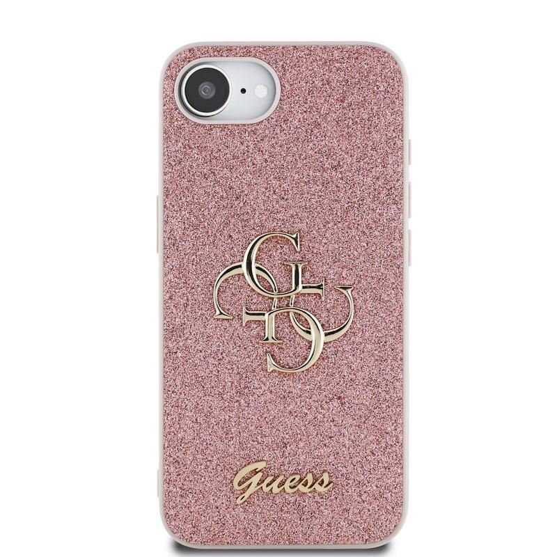 Guess PU Fixed Glitter 4G Metal Logo Case for iPhone 16e 6.1" Pink -  GUHCPSE4HG4SGP