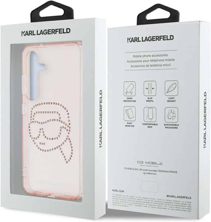 Karl Lagerfeld Rhinestones Karl Head Logo Case for Samsung Galaxy S25 6.2" Pink - KLHCS25SHKHDCELP