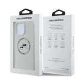 Karl Lagerfeld Liquid Silicone Karl & Choupette Head Case with MagSafe for iPhone 16 Pro Max 6.9" Beige - KLHMP16XSKCHTCE