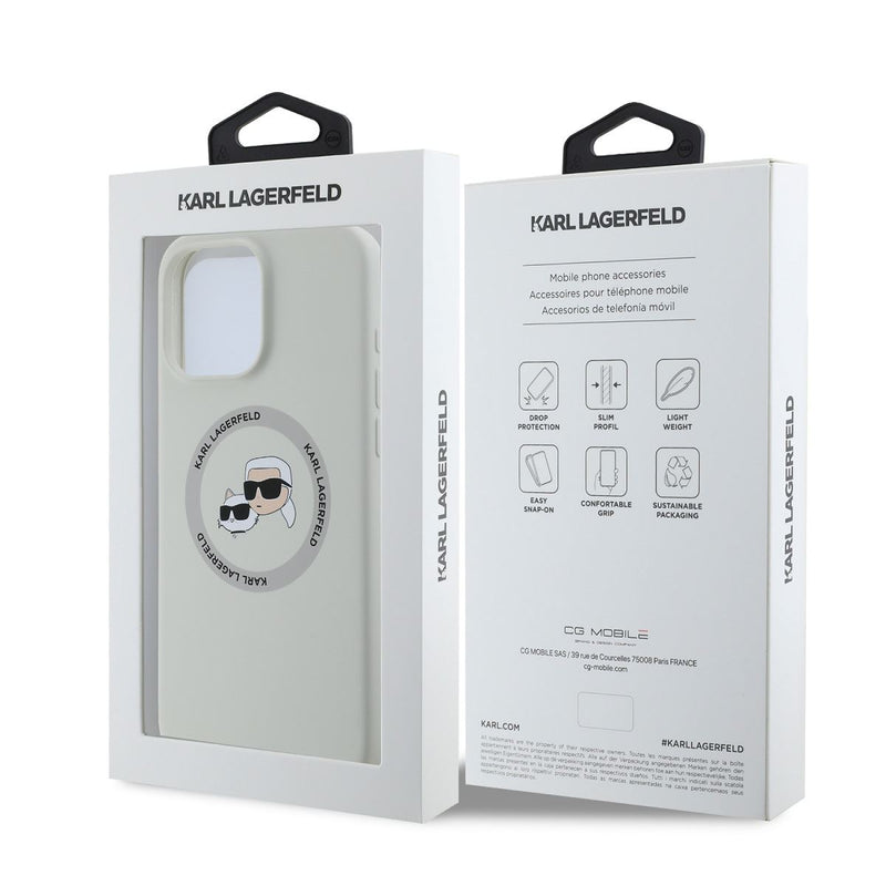 Karl Lagerfeld Liquid Silicone Karl & Choupette Head Case with MagSafe for iPhone 16 Pro Max 6.9" Beige - KLHMP16XSKCHTCE