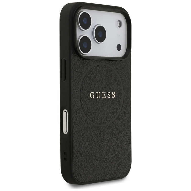 Guess Grained Ring Case with MagSafe for iPhone 17 Pro 6.3" Black - GUHMP17LPGHSMMK
