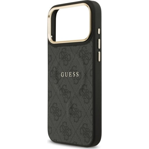 Guess PU Leather 4G Gold Frame Case with MagSafe for iPhone 17 Pro Max 6.9" Black -GUHMP17XP4MSEGCK