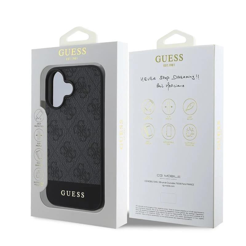 Guess PU 4G Stripe Case for iphone 16 6.1" Black - GUHCP16SG4GLGR