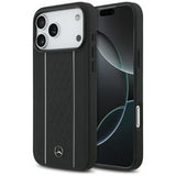 Mercedes Leather Star Pattern Stripes Case with MagSafe for iPhone 17 Pro Max 6.9" Black - MEHMP17X25RPSLKH
