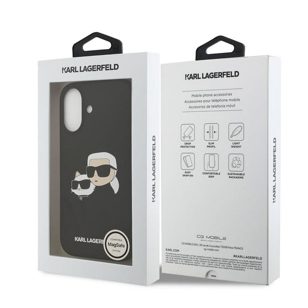 Karl Lagerfeld Liquid Silicone Double Head Case with MagSafe for iPhone 17 6.3" Black - KLHMP17SSKCHPPLK