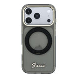 Guess IML Ring Stand 360 Script Metal Logo Case with MagSafe for iPhone 17/18 Pro 6.3" Black - GUHMP18L6HCCMSK