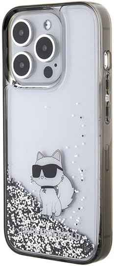 Karl Lagerfeld Liquid Glitter Choupette Hard Case for iphone 15 Pro Max 6.7" Transparent- KLHCP15XLKCNSK