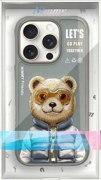 Nimmy Cool & Cute 2.0 Bear Case for iPhone 16 Pro 6.3" Grey - N-KM-iP16-Pro-011