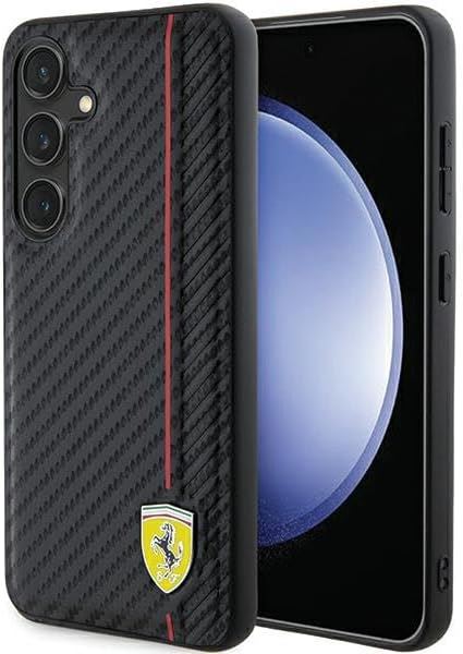 Ferrari Carbon Printed Line Hard Case for Samsung Galaxy S24 6.2" Black - FEHCS24SN3DUR