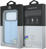 Mercedes Leather Semi Wrap Iconic Line Case with MagSafe for iPhone 17/18 Pro Max 6.9" Blue - MEHMP18X25PFWSTB
