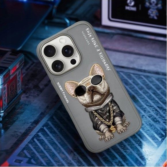 Nimmy Glasses Cool Dog Case for iPhone 16 Pro Max 6.9" Grey - N-YJ-iP16-Pro-Max-01-B