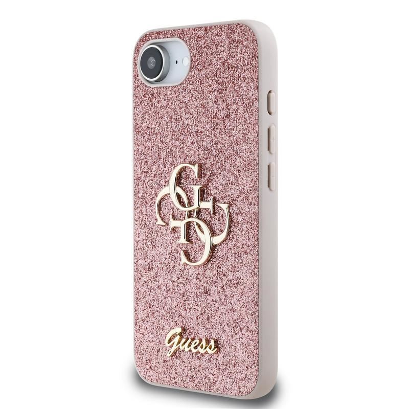Guess PU Fixed Glitter 4G Metal Logo Case for iPhone 16e 6.1" Pink -  GUHCPSE4HG4SGP