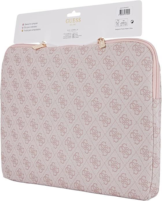 Guess 4G Zipper Pocket Triangle Logo Laptop Sleeve for 14" MacBook Pink -GUCS14ZP4DPTP
