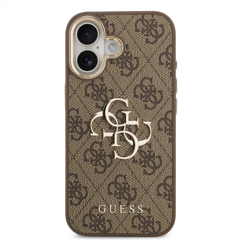 Guess PU Leather 4G Big Logo Gold Frame Case for iPhone 17 6.3" Brown - GUHCP17S4GMGCBR