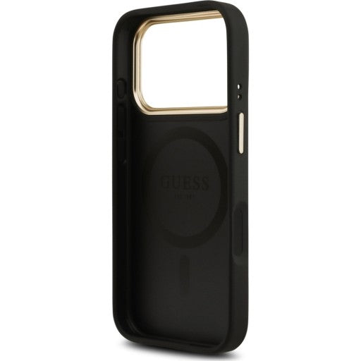 Guess PU Leather 4G Gold Frame Case with MagSafe for iPhone 17 Pro 6.3" Black -GUHMP17LP4MSEGCK